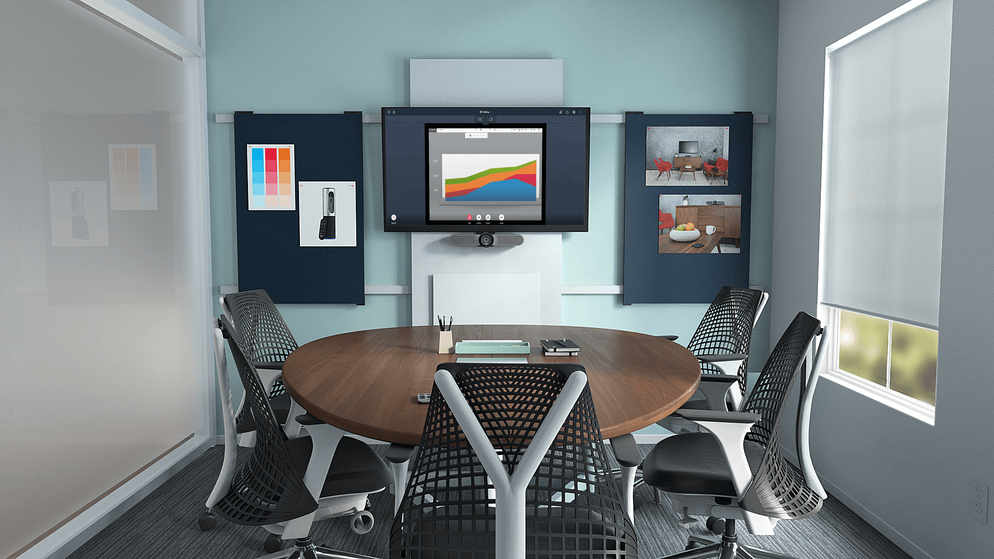 Sala de reuniones lista para videollamada